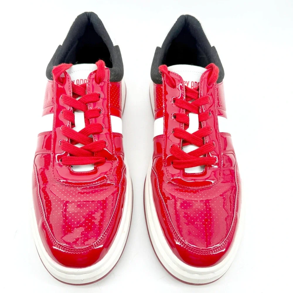 Stacy Adams Sneakers Mens 10.5M Red Patent Fashion Low Top Sporty Maxium